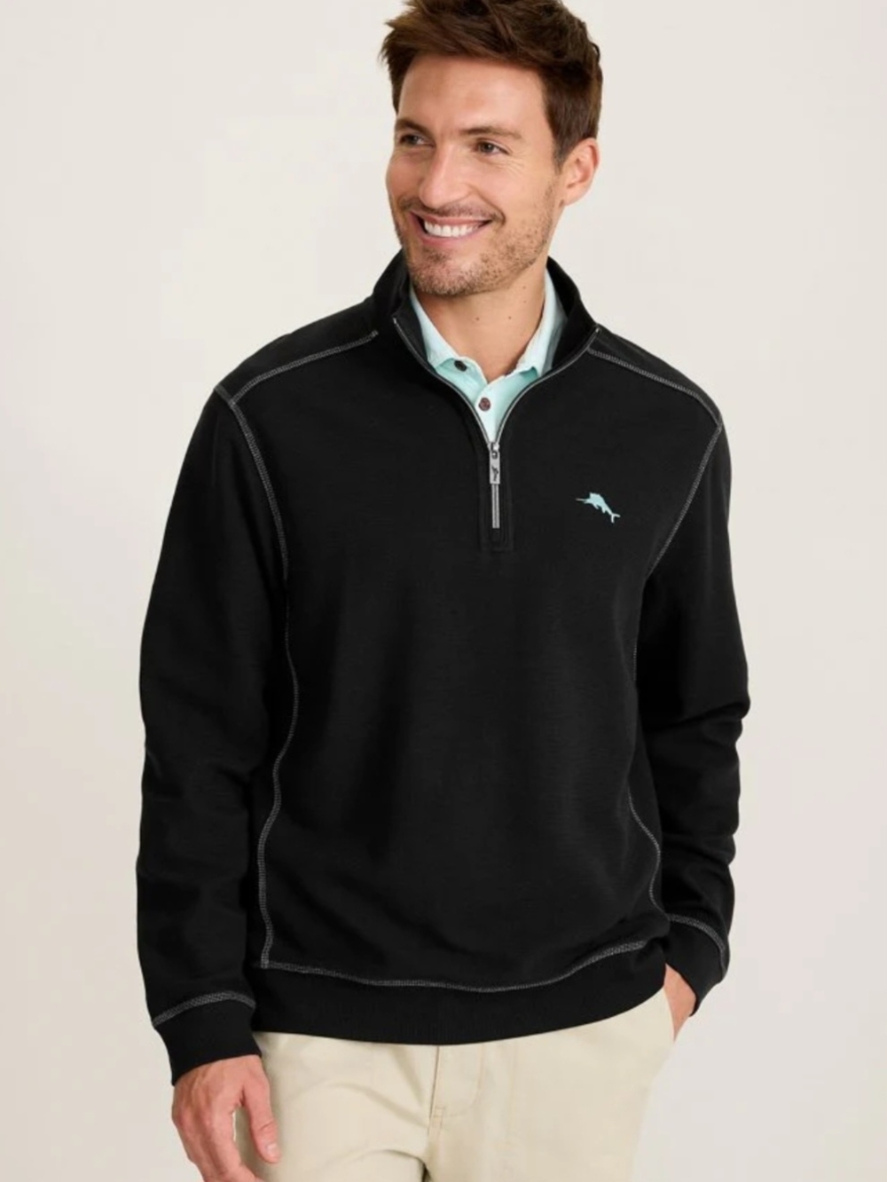 Tommy Bahama Black Half-Zip XL